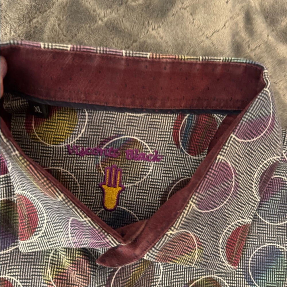 Vibrant Black Multicolor Dress Shirt by Versace